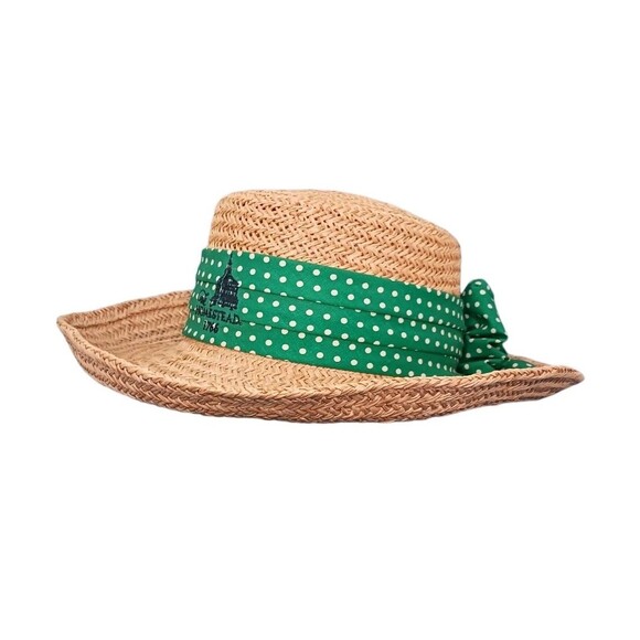 Summer Rules Firethorn The Homestead 1766 Women\'s Straw Sun Hat Green Bow Beach